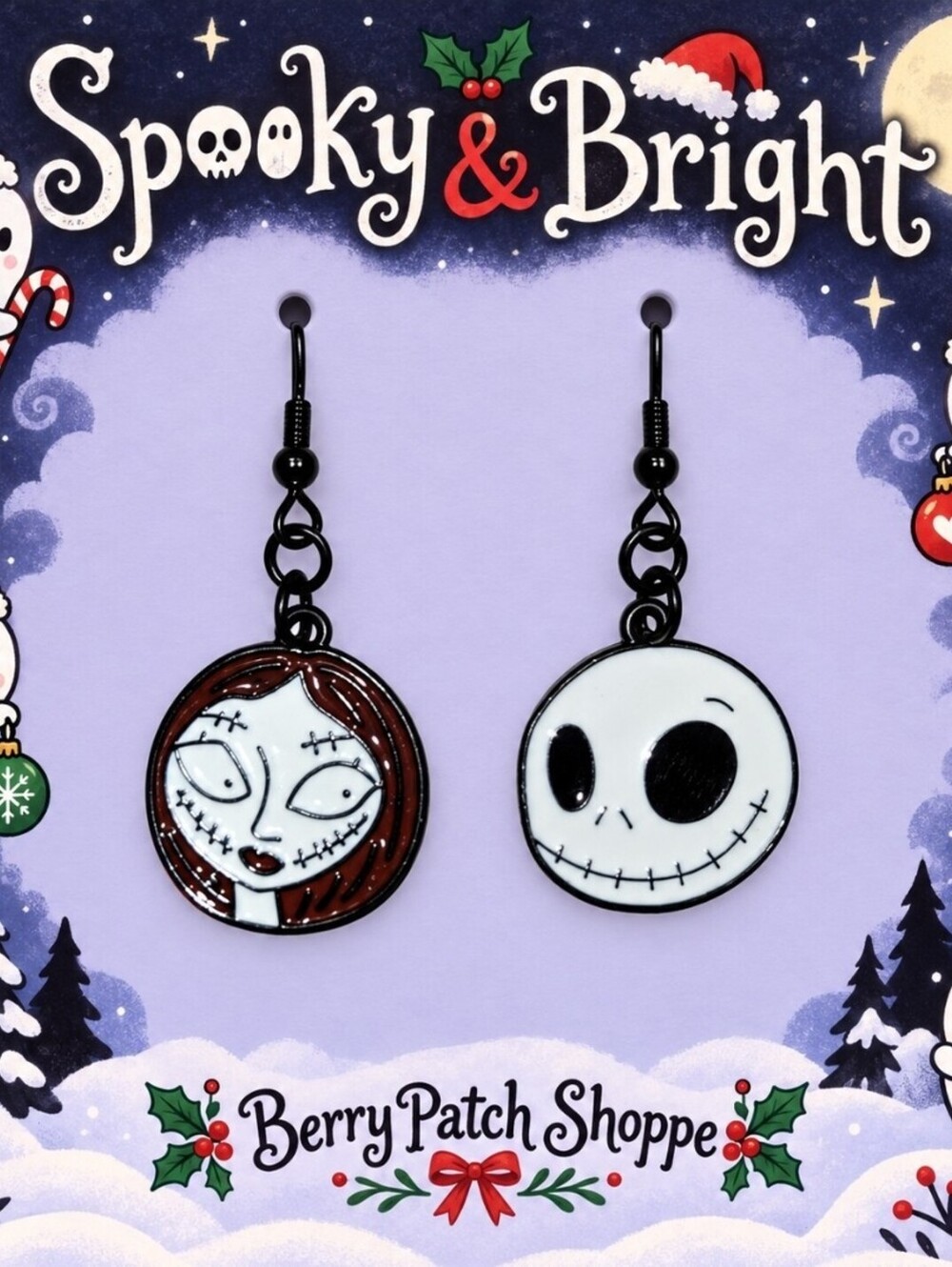 The Nightmare Before Christmas Sweethearts Sally & Jack Skellington Earrings